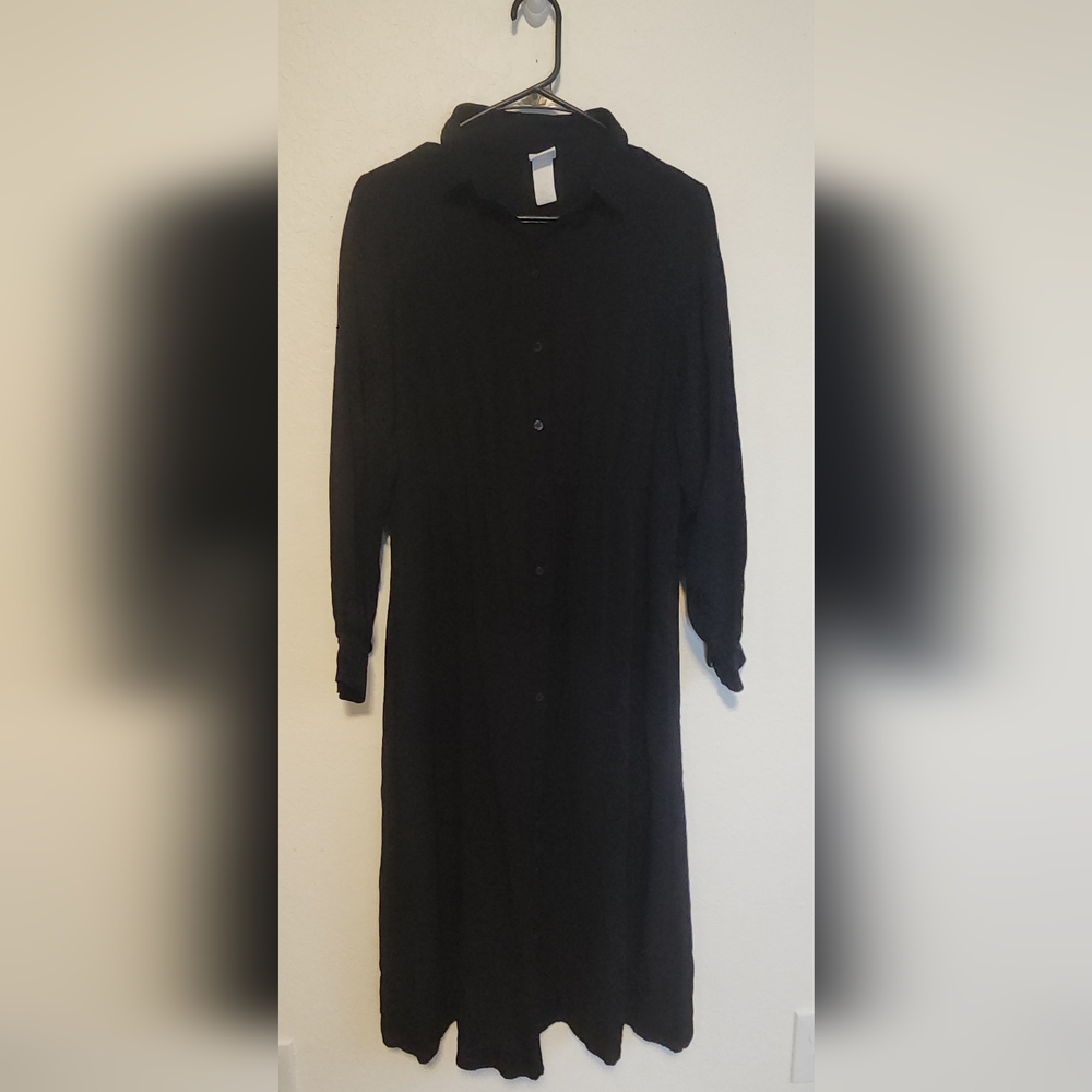 H&M Black Button Front Dress